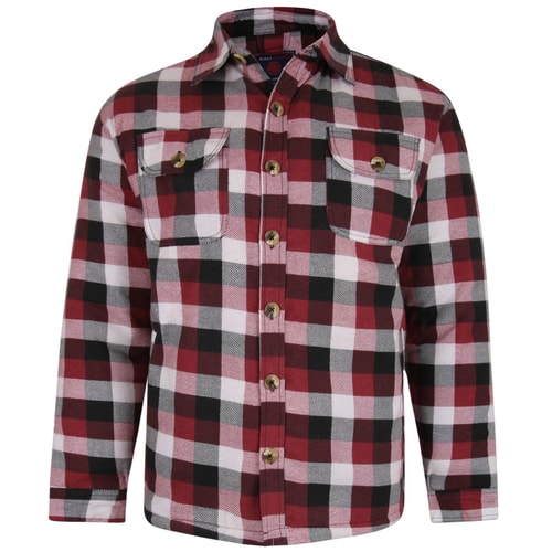 KAM Sherpa Lined Flannel Shirt Burgundy